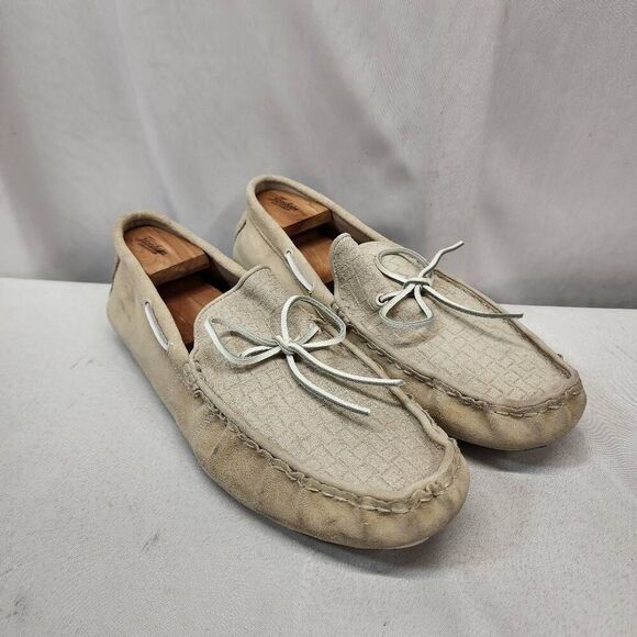 UGG Australia Everton Rivera Emboss White Suede Boat Shoe Loafers Men's US 14 - Picture 1 of 9